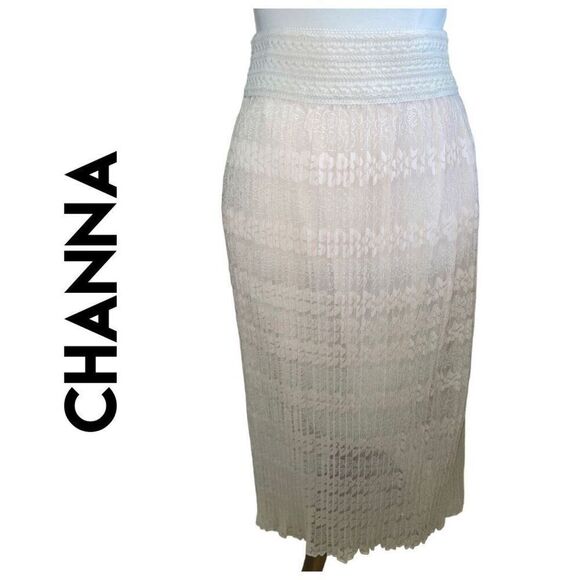 Channa Champagne Lace Fully Lined Pleated Midi/Maxi Skirt NWOT - Picture 1 of 16